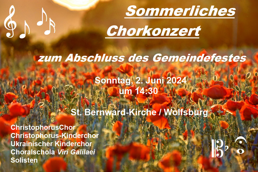 Plakat Sommerliches Chorkonzert in St Bernward Wolfsburg